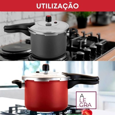 P.PRESSÃO TRADICIONAL Aço Inox - Panela pressão vermelha - Panelas