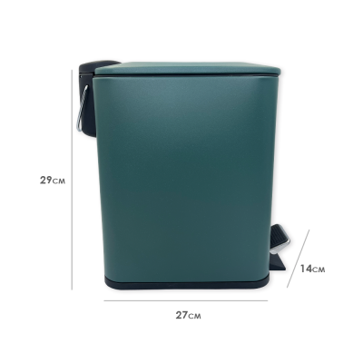 Lixeira Retangular Com Pedal Slim 5 Litros Verde Wincy - 2