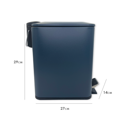 Lixeira Retangular Com Pedal Slim 5 Litros Azul Marinho Wincy - 4