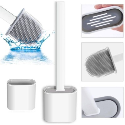Escova Silicone De Limpar Vaso Sanitário Suporte - Branca StarLimp - 3